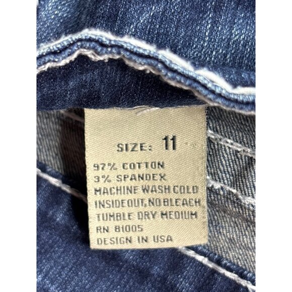 L.A. Idol USA Juniors Bootcut Jeans 11 Vintage Y2K Flap Pockets Rhinestones Blue - Picture 10 of 10